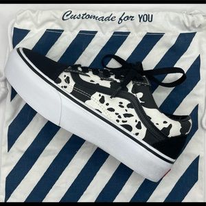 Custom Cow Print Old School Platform Vans